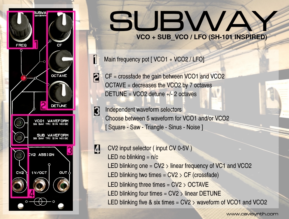 Subway Sh 101 Inspired Dco Sub Cavisynth Modular Eurorack Diy Kit